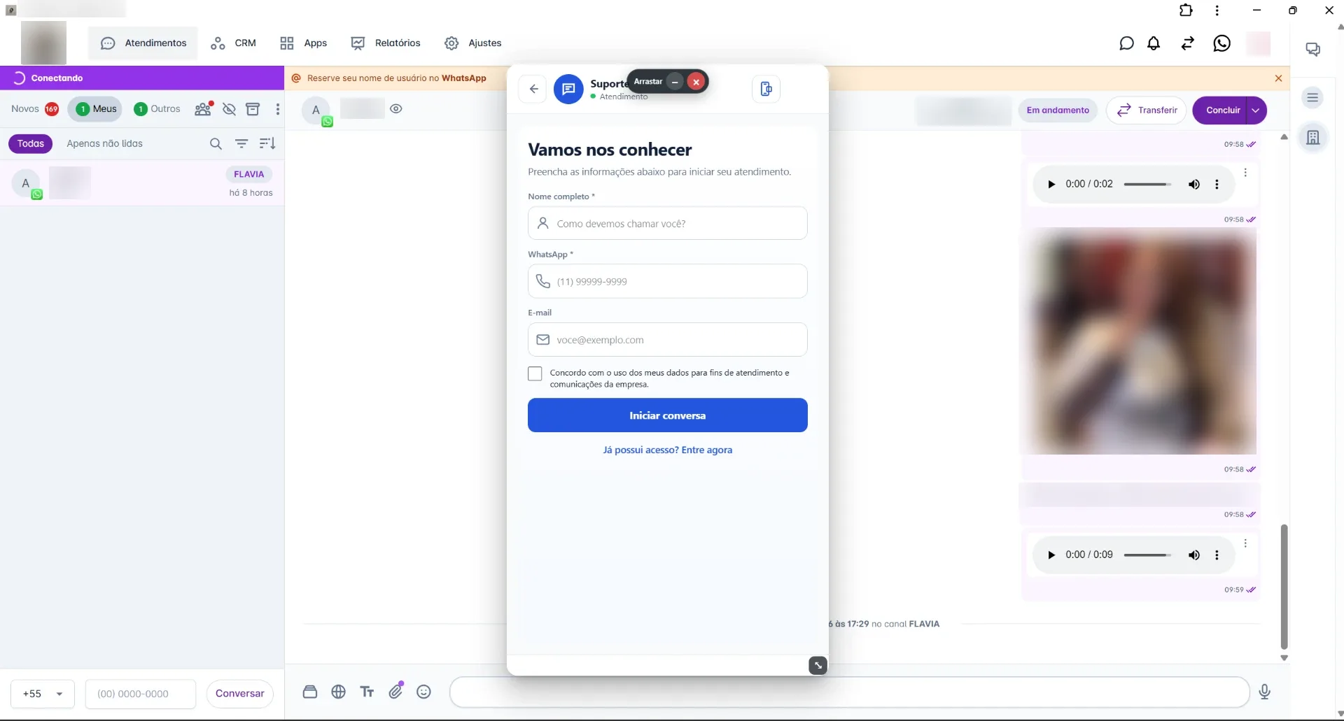 Configuração real: Modal personalizado: arraste e minimize