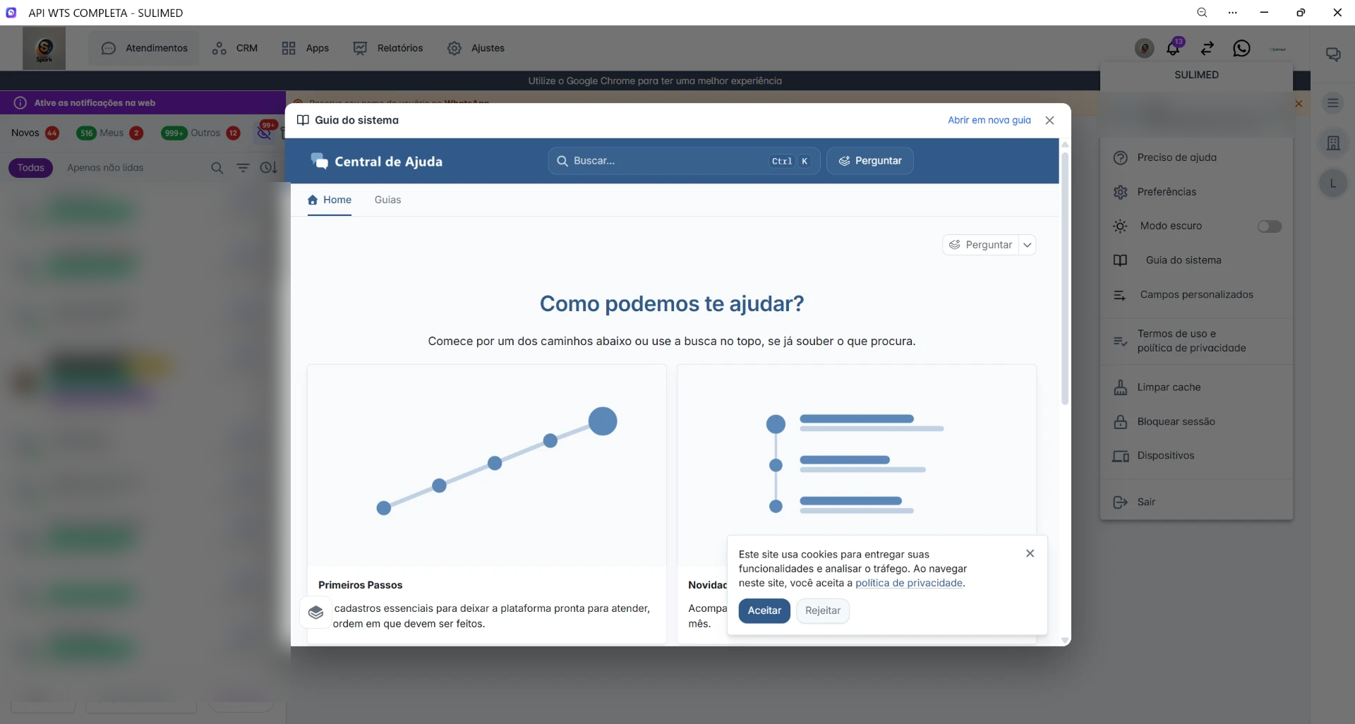 Configuração real: Guia do sistema da sua operação