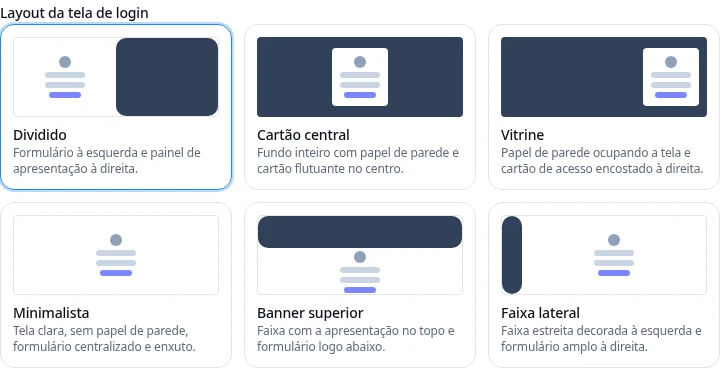 Configuração real: Tela de login personalizada